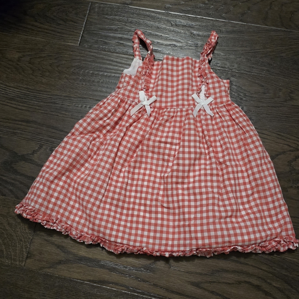 Red and White Gingham Dress with Bows (3T)